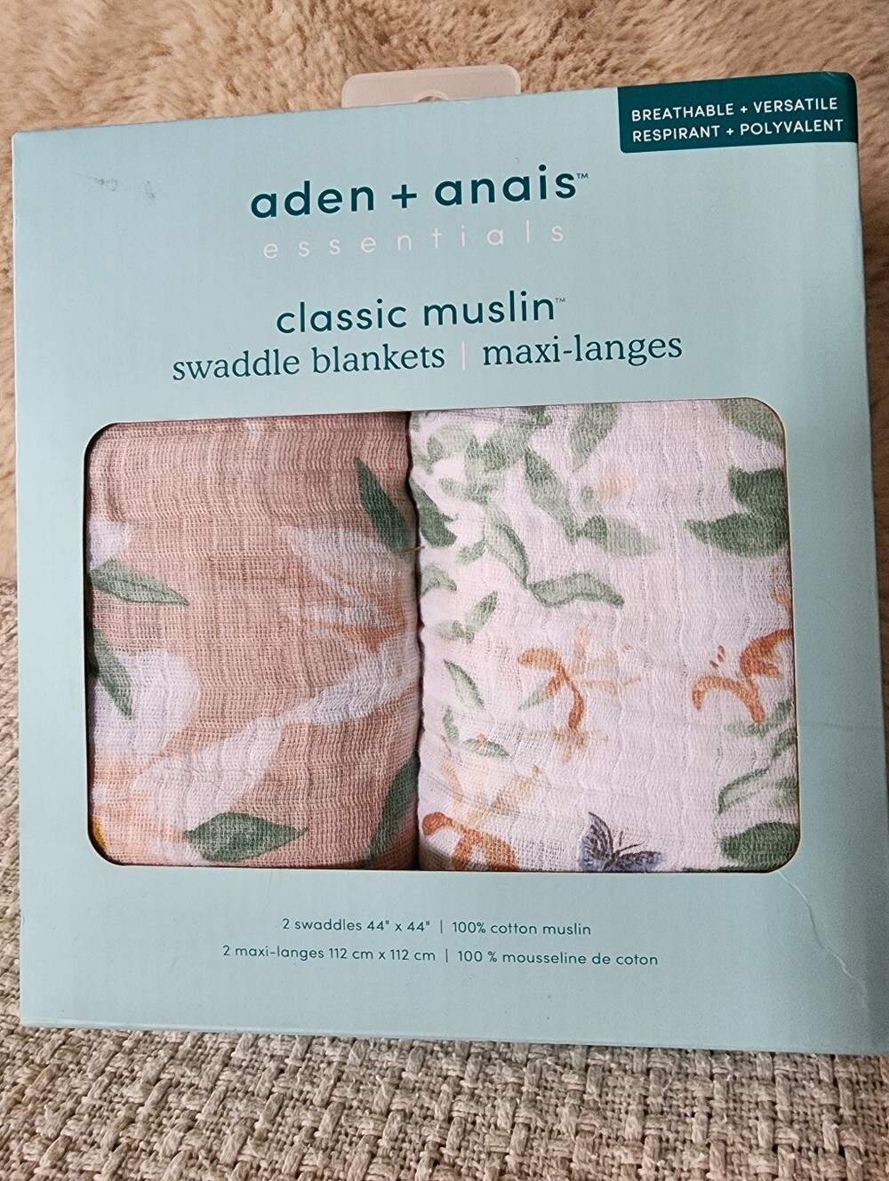 Aden + Anais Pink and Floral Muslin Baby Swaddles